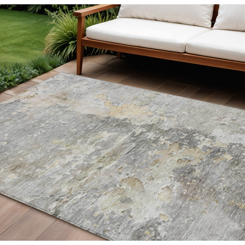 Tapis intérieur gris lavable abstrait 10 pi x 14 pi