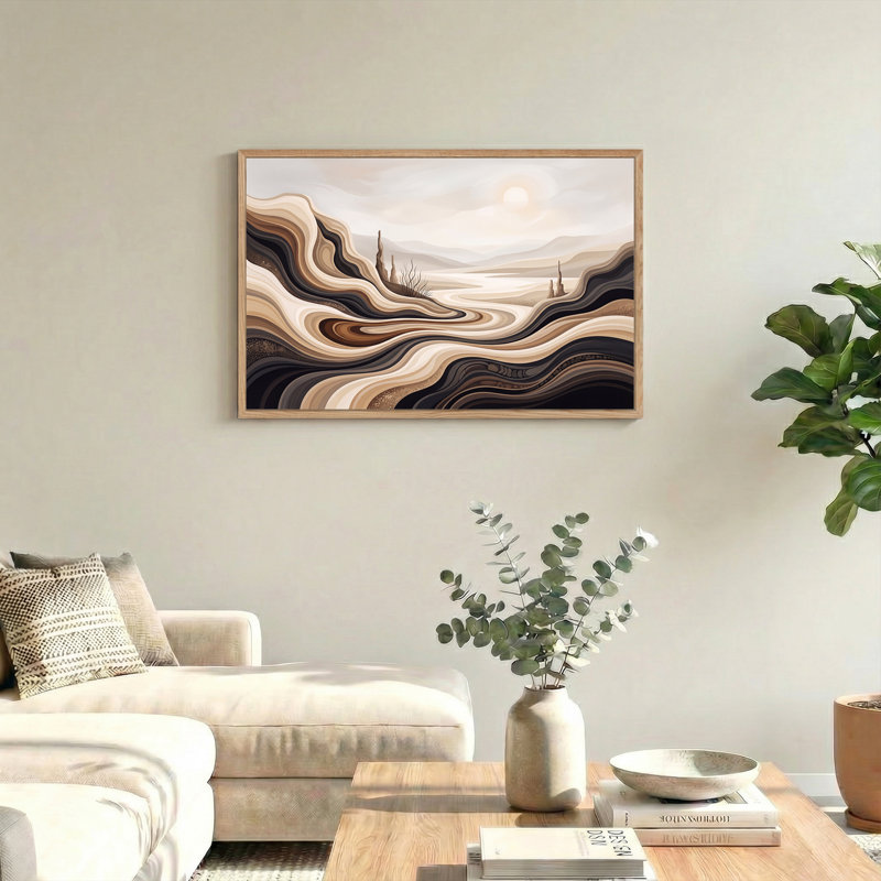 «Wavy Layered Hills in Earth Tones and sépia Sky», art mural sur toile, H 18 po x l 24 po