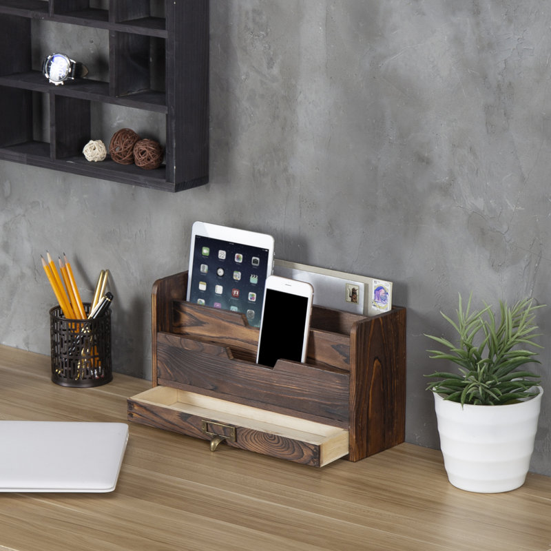 Stonefort Wood 3 Slot Office File Organiser, Coffee