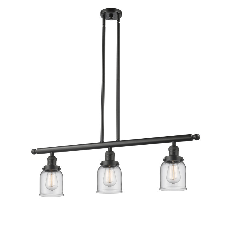 Cloche - 3 lumières 41 po - Lampe pour îlot suspendu, Bronze frotté à l'huile, Clair