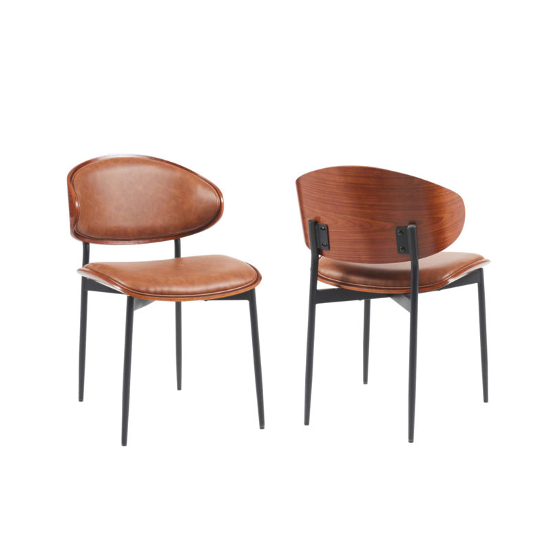Ensemble de 2 chaises de salle à manger Mid-Century, Brun