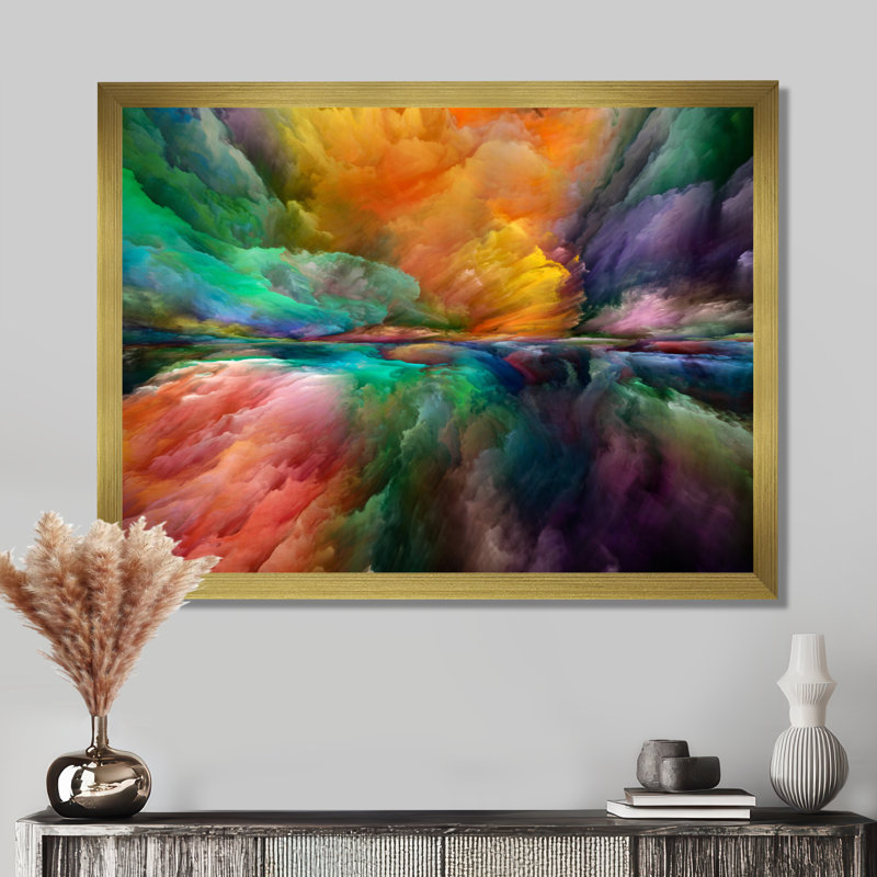 «Gerard Colorful and Dark Gradient Clouds», impression sur toile, Impression encadrée, H 16 po x l 32 po, Doré