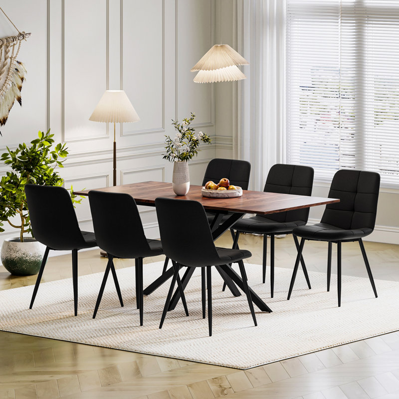 6 - Person Drop Leaf Dining Set, Black, Brown