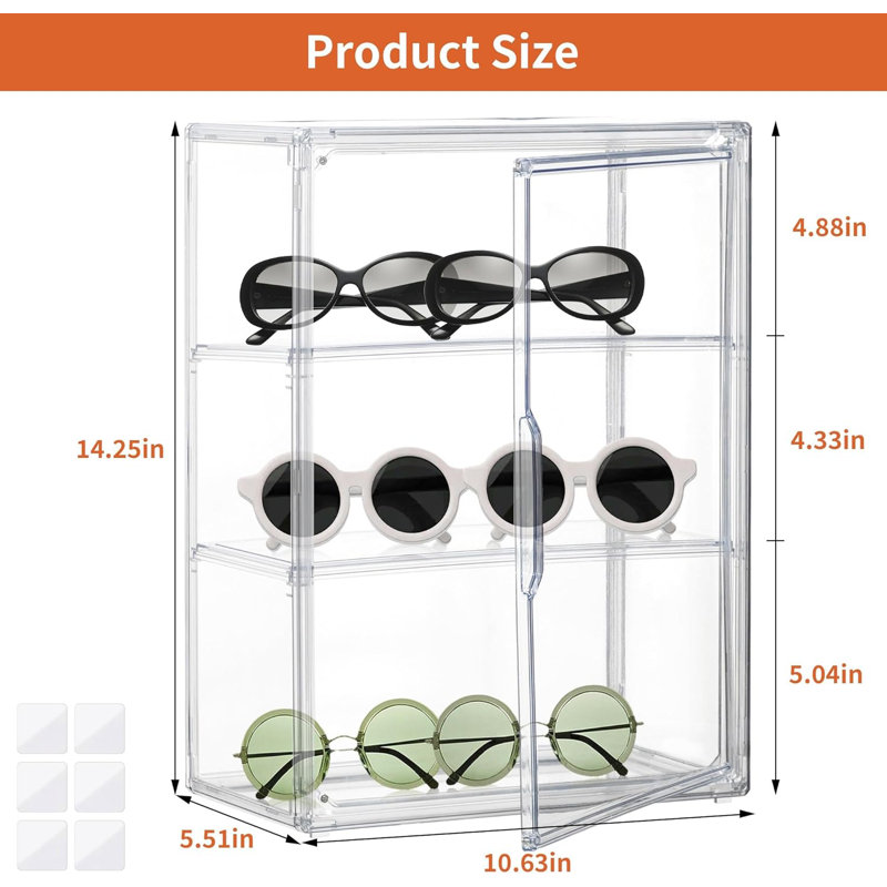 Acrylic Display Cases For Collectibles, 2 Pack 3 Layer Clear Display Case With Magnetic Door,Desktop Clear Showcase With 2 Adjustable Divider Storage Box For Action Figure