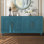Grande armoire de rangement de 63 po avec poignée en métal, portes à fleurs sculptées, console moderne en bois pour le salon, la cuisine et le vestibule