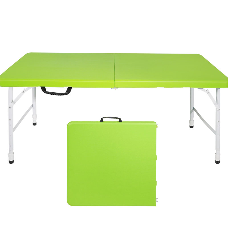 Table de camping pliable de 4 pi, support de poids maximal de 135 kg, portable avec prise fixe, surface imperméable lisse, base triangulaire stable, pliage extérieur robuste en acier pour le camping, limite, dessus de bureau,