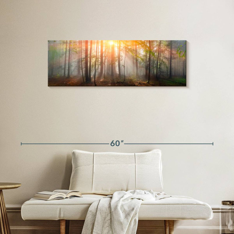 Coucher de soleil sur la forêt des Carpates, H 14 po x l 42 po x P 1,25 po