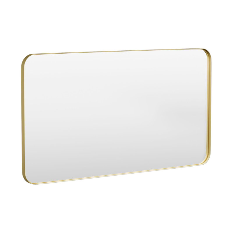 Cozy Design Tempered Glass Framed Wall-Mounted Bathroom Vanity Mirror, Gold, Rectangle, 30" x 55"