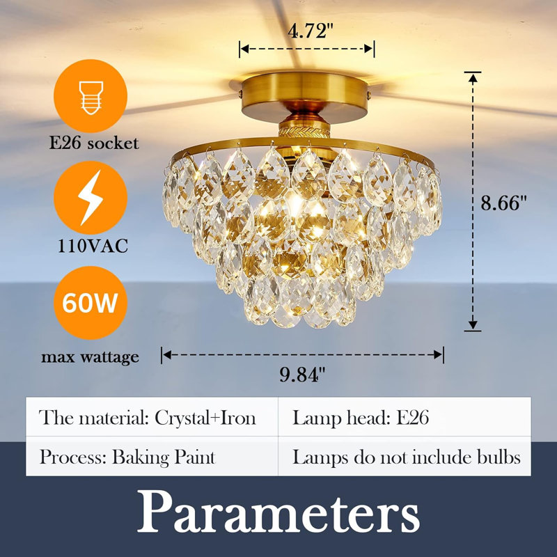 Plafonnier encastré en cristal Bindy