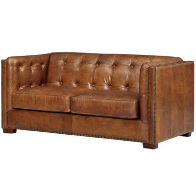 Bellefont 69'' Genuine Leather Tuxedo Arm Loveseat