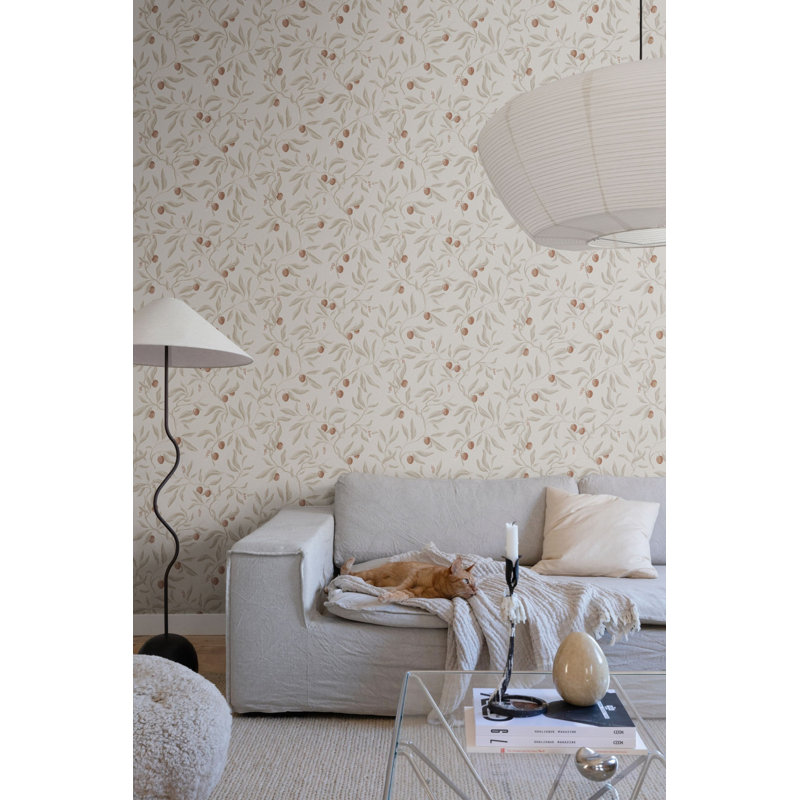 Villa Dalaro 2 Floral Wallpaper Roll, Linen