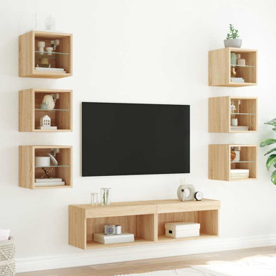  8 Piece TV Wall Units With LED Engineered Wood