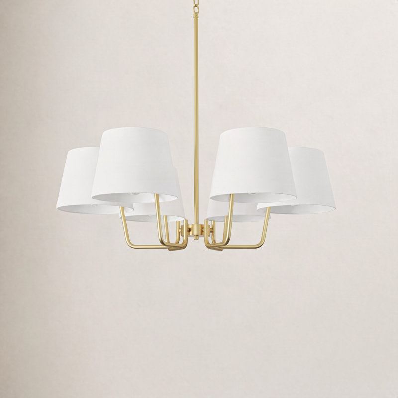 6-Light Chandelier, Laiton brossé