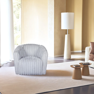 Fauteuil demi-tonneau pivotant en velours 33,86 po Aiker