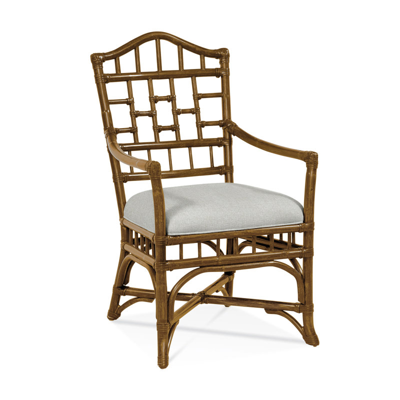 Chippendale Upholstered Arm Chair, Havana, White Textured Performance; 0865-91