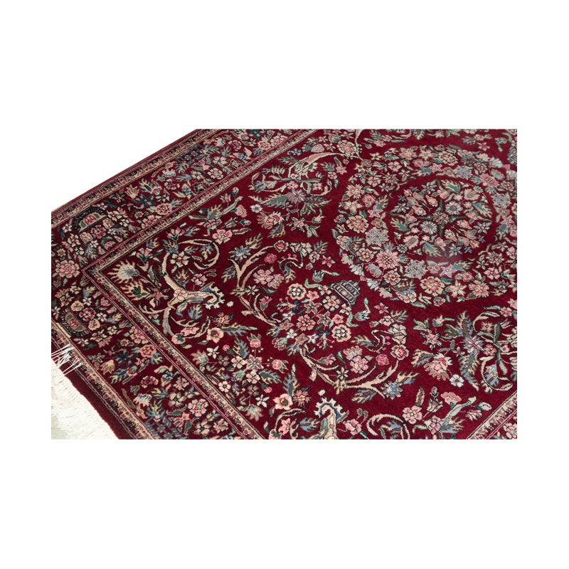Tapis beige et vin de haute qualité noué à la main