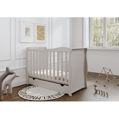 Willow Sleigh Mini Cot Bed Cashmere With Drawer And Bamboo Mattress 