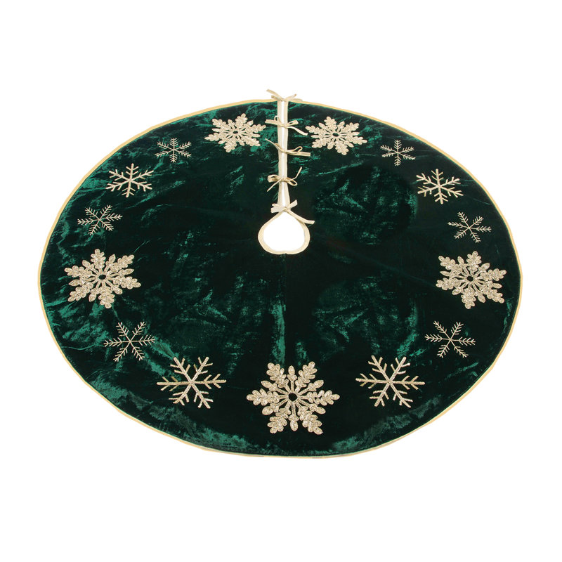Jupe d'arbre de Noël brodée flocon de neige 48 po