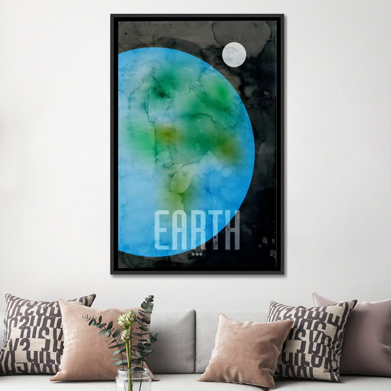 Karlskrona «The Earth Earth», impression sans cadre, H 26 po x l 18 po x P 1,5 po, Toile avec cadre noir, Pas de tapis
