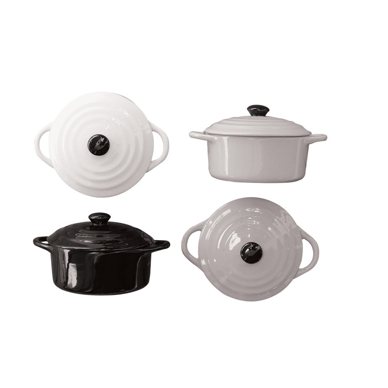 Mini-cocotte en grès, Noir / blanc