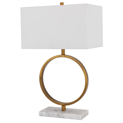 Lampe de table à cercles dorés 1 lumière avec abat-jour en lin Kristine