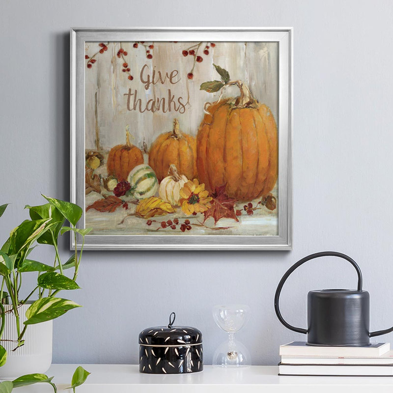 «Pumpkin Patch Off Thanks» - peinture sur toile encadrée, Argent, H 17,5 po x l 17,5 po x P 1,5 po
