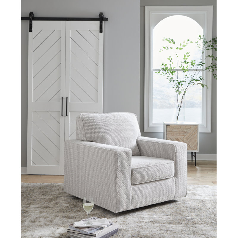 Olwenburg Taupe Polyester Swivel Accent Chair