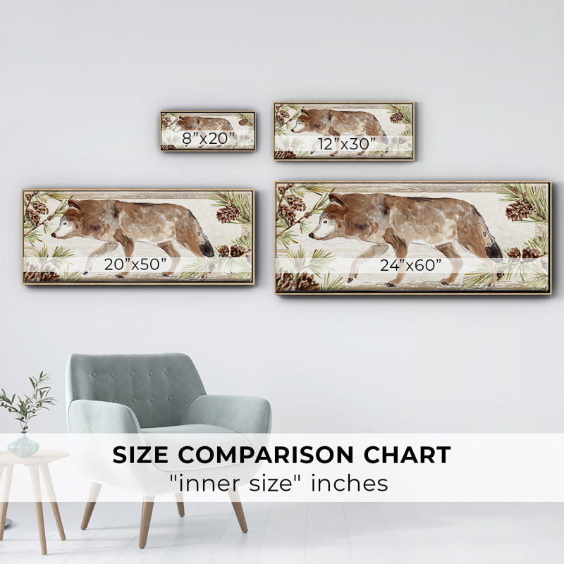 Rustic Barnwood Animals Collection D- Framed Canvas, 12" H x 30" W