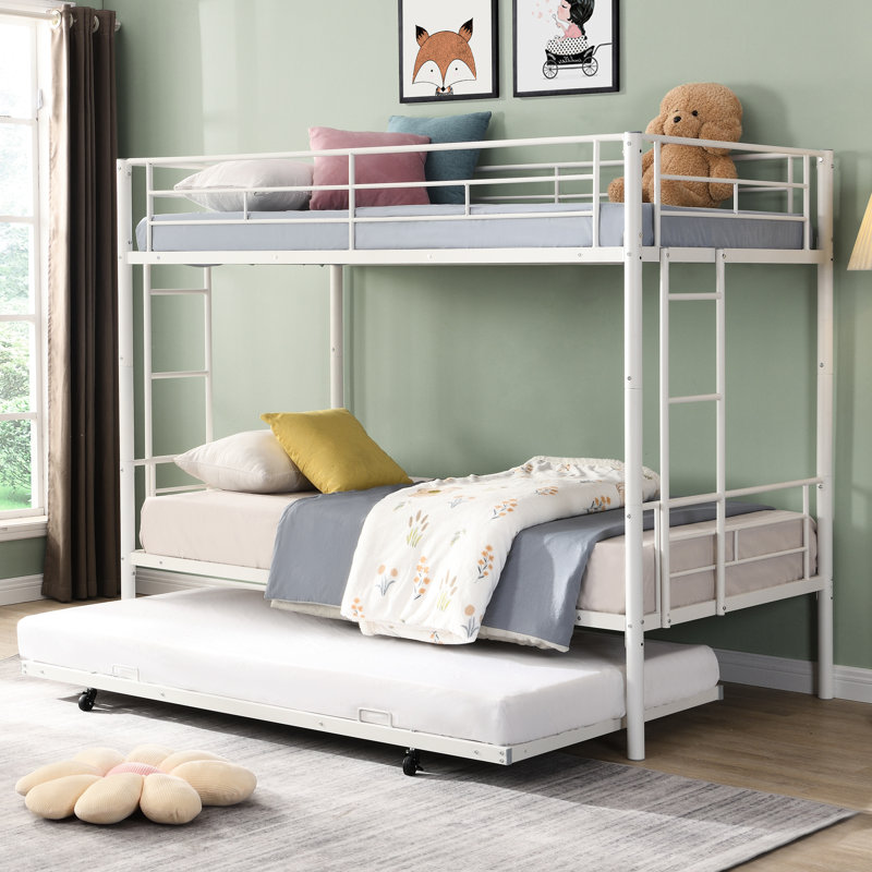 Lit superposé en métal de style moderne avec lit gigogne blanc