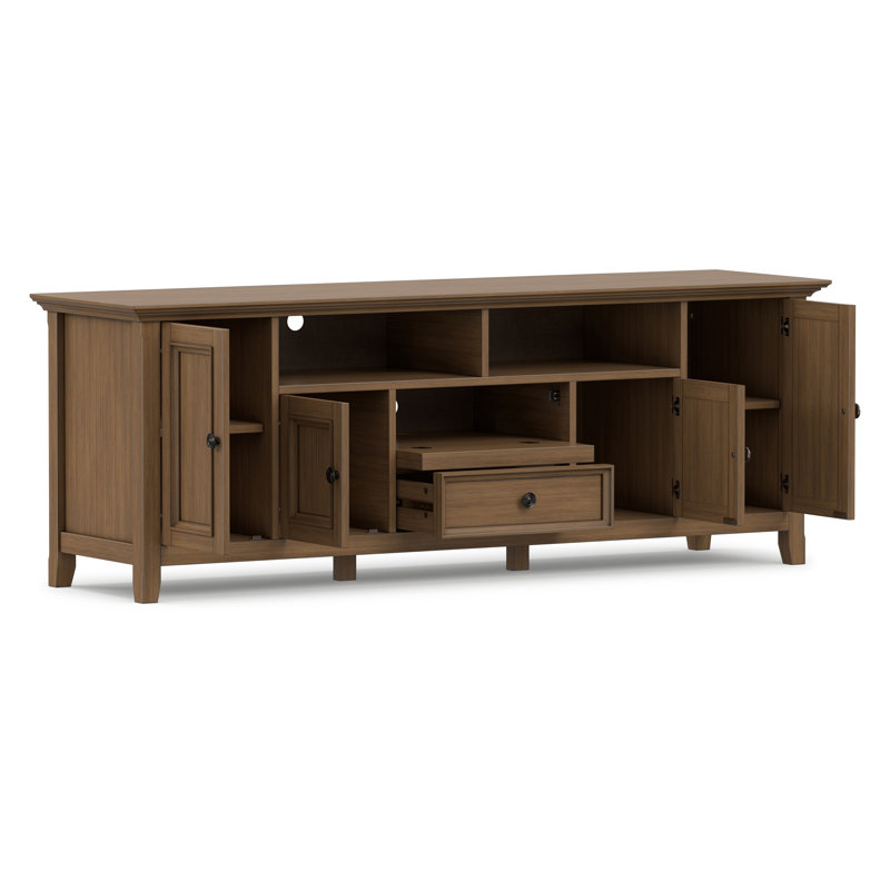 Amherst 72"W Solid Wood Transitional TV Stand for TVs up to 80" with 2 Cabinets, 2 Drawers, and Adjustable Shelves