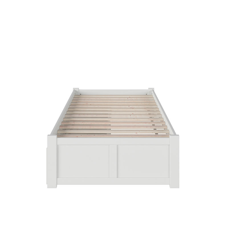 Cullers Solid Wood Platform Bed with Panel Footboard & Storage Drawers, White