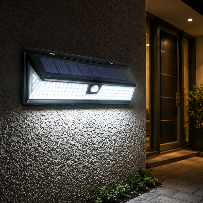 12" Solar-Powered Outdoor Wall Light with Motion Sensor 6000K