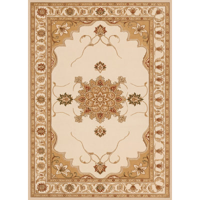 Tapis d'intérieur « ultra fin » 152 x 213 cm à motif floral traditionnel, doux et à poils courts, avec envers antidérapant en silicone, idéal pour le salon, la chambre à coucher, la salle à manger et le bureau.