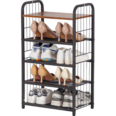 Étagère à chaussures haute et étroite à 5 niveaux, organisateur de chaussures, jusqu'à 10 paires, 5 kg par tablette, pieds réglables