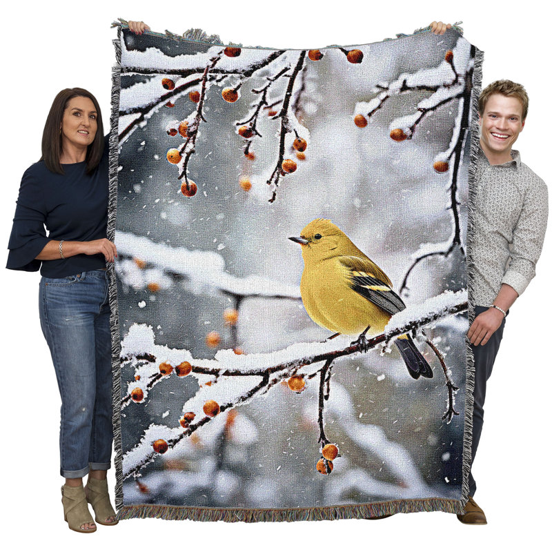 Jeté en coton Pure Country Weavers, Pinson jaune d'hiver