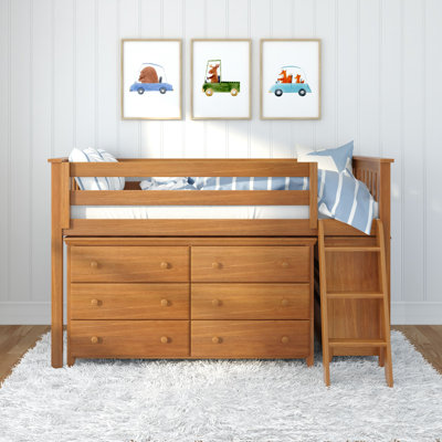 Kaiden Twin 9 Drawer Solid Wood Loft Bed