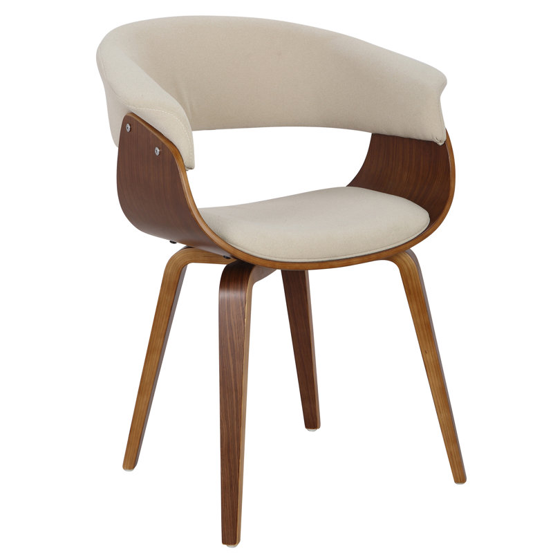 Barnabas Upholstered Side Chair, Cream Polyester Blend, Bent Wood Frame