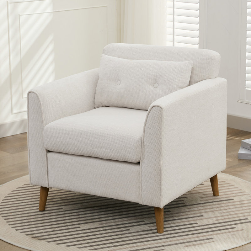 Chaise d'appoint rembourrée avec coussin Carlaya, Beige