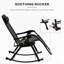 Fauteuil à bascule pliable extérieur - Fauteuil inclinable à gravité avec oreiller, porte-gobelet et porte-téléphone, structure et fente en acier robuste gris