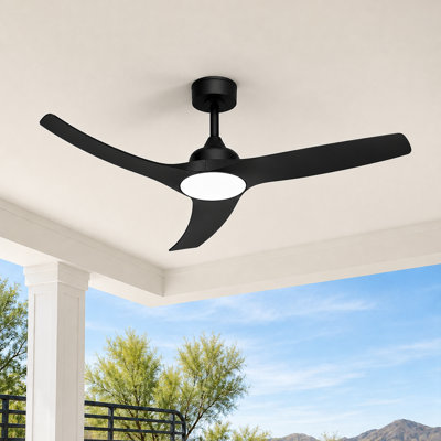 52" Outdoor Ceiling Fan with Light for Patio Garage Porch Indoor, Weather-Proof Blades & High-Airflow, Quiet DC Motor 3CCT Dimmable LED Ceiling Fan Remote for Farmhouse