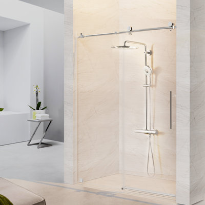 58-60 "x H 74" porte de douche coulissante simple sans cadre 5/16 "trempé