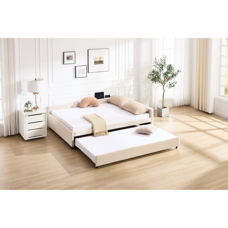 Lit de jour moderne en velours multifonctionnel avec couchette, grille coulissante en losange, pour la chambre à coucher, décoration tapissier sans sommier requis, chambre d'amis, structure en métal