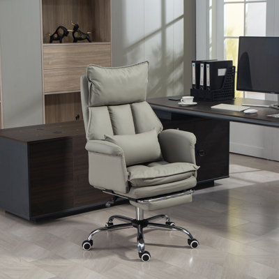 Executive 155° Reclining Ergonomic Gaming Chair with Footrest and Lumbar Support - Gray