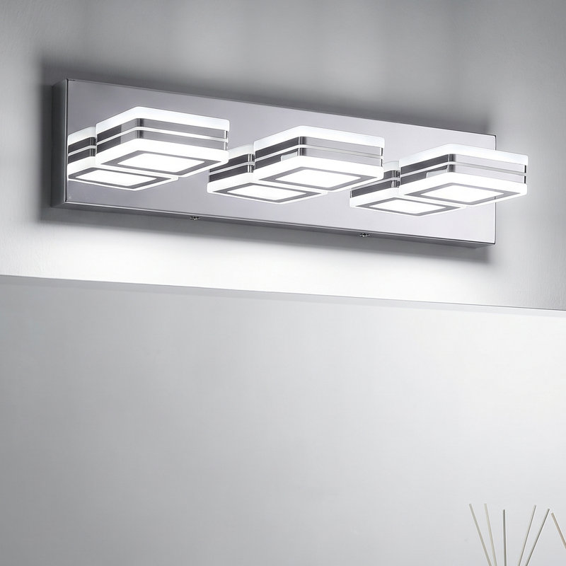 Applique murale moderne de salle de bain à 3 lumières DEL en chrome poli de 20 pouces, à placer au-dessus d'un miroir