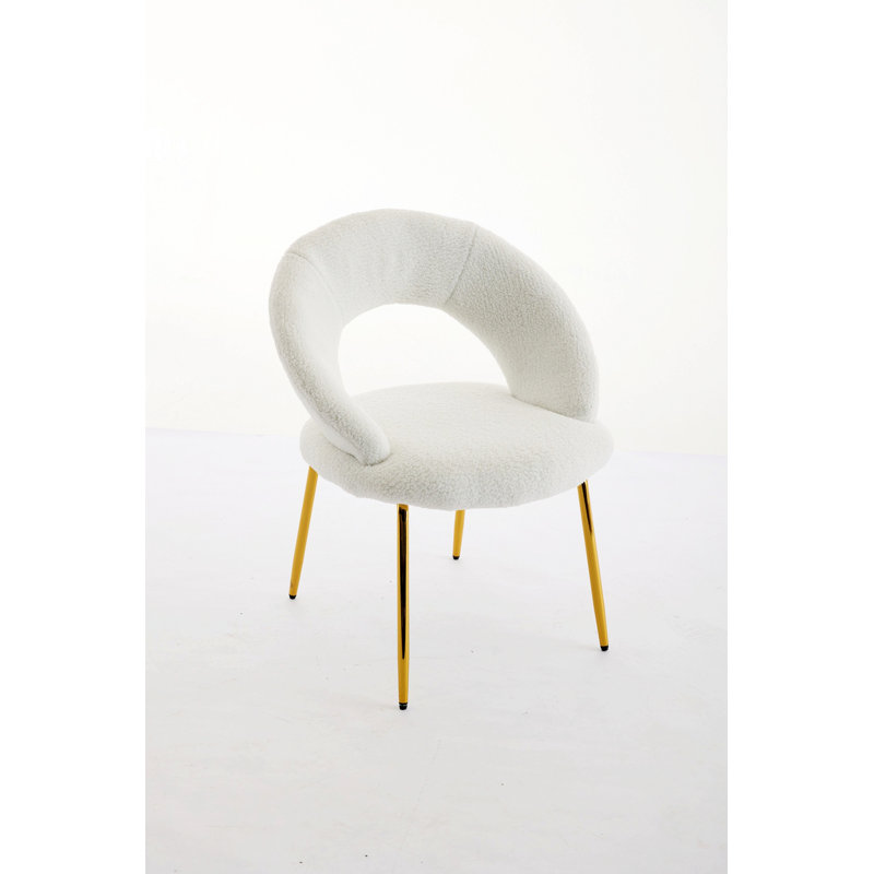 Chaise de salle à manger, chaise d'appoint simple avec dossier incurvé, Blanc
