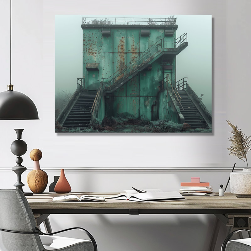 «Monocrhome», art mural gris et vert, Métal métal, H 16 po x l 32 po