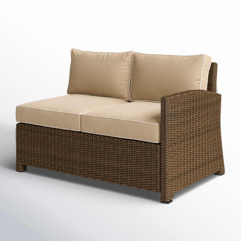 Regina 52.75" Wicker Outdoor Single-Arm Loveseat, Sand, Brown