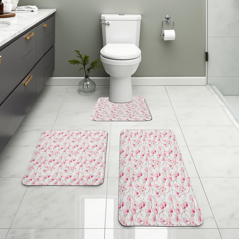  Ensemble de tapis pour salle de bain 3 pièces Flowers