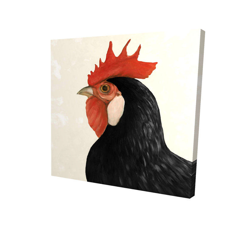 Magnifique poule noire - décor de toile d'animaux de ferme