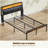 Queen Size Platform Bed Frame With 105-Degree Tilted Upholstered Headboard, Charging Station, LED Lights, Noiseless, Black And Brown